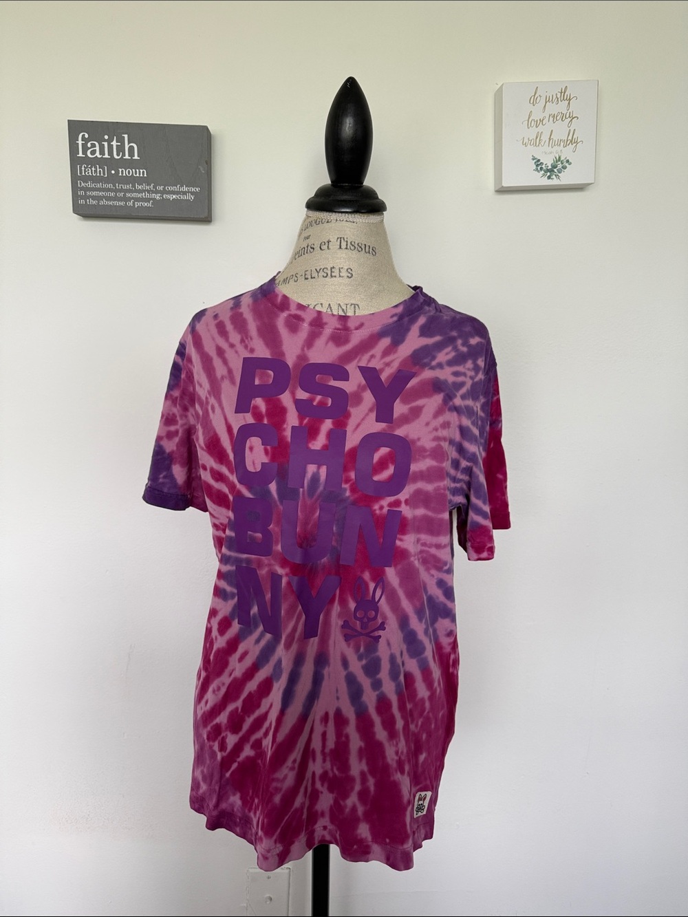 Psycho Bunny Kids Tie-Dye Logo Tee - Pink & Purple